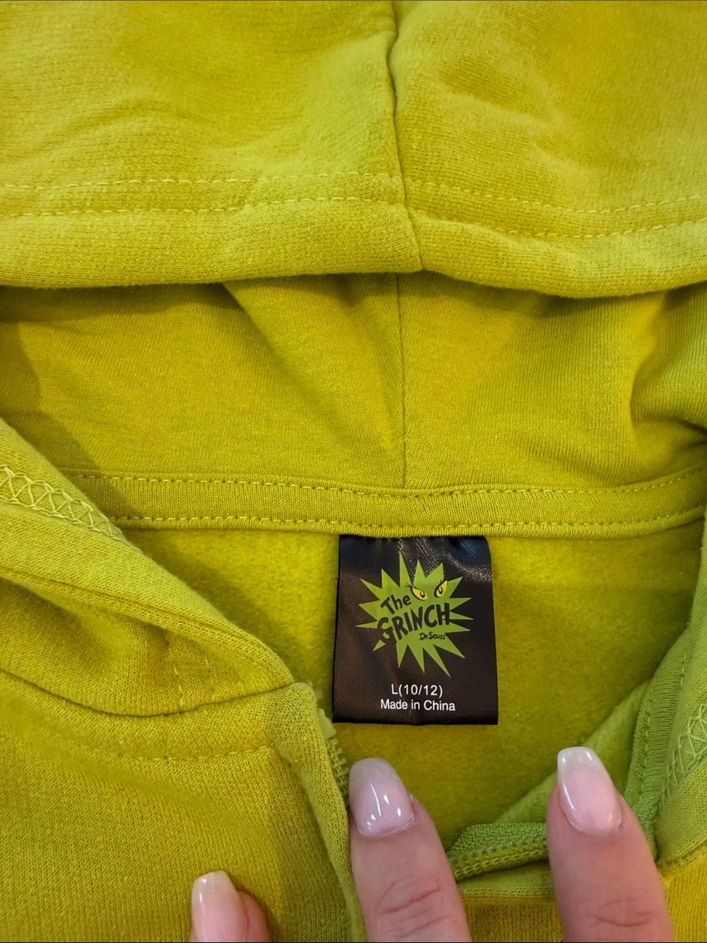 The Grinch Kids' Lime Green  Hooded Zip-Up Sweatshirt L 10-12